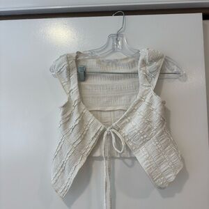 Peppermayo Cream Textured Crop Top